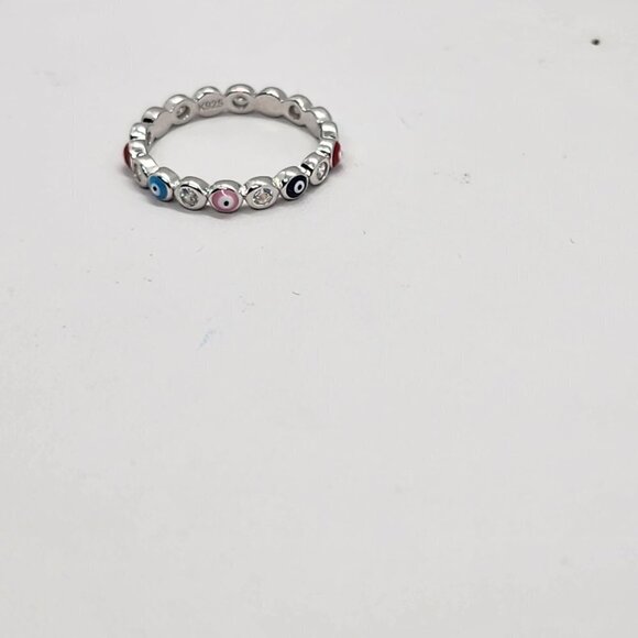 Brand New Sterling Silver 925 Multi Color Evil Eye Ring - Picture 6 of 6
